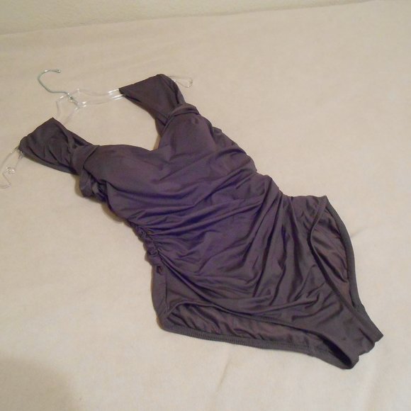 Badgley Mischka Ruched One Piece Swimsuit  (Cocoa Brown) - Picture 1 of 7